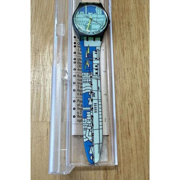 NEW Swatch Watch METROSCAPE‎ with Case & Watch Face Cover 1990 Vintage - Picture 4 of 13